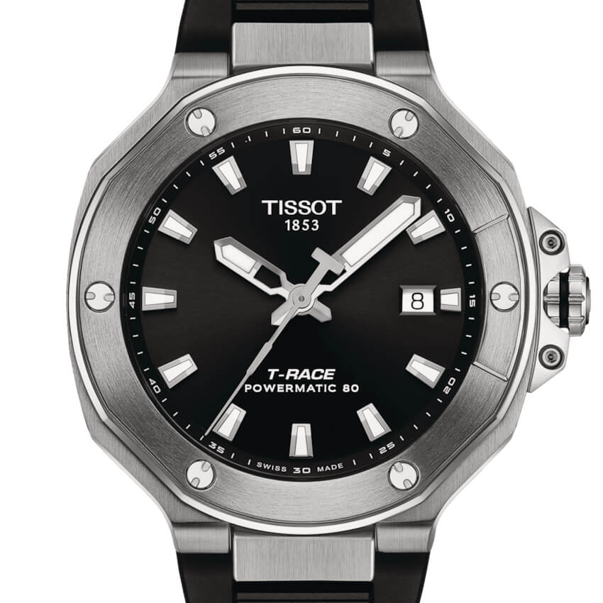 Montre Tissot T-Race Powermatic 80 cadran Noir/Bleu bracelet Silicone T141.807.17.051.00