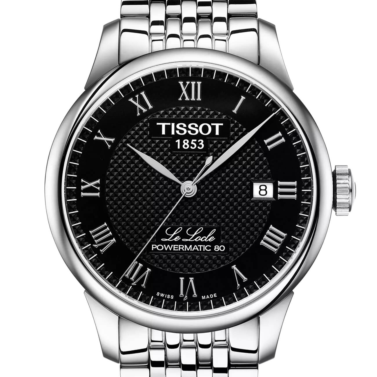 Montre Tissot Le Locle Powermatic 80 cadran Noir bracelet Acier T006.407.11.053.00