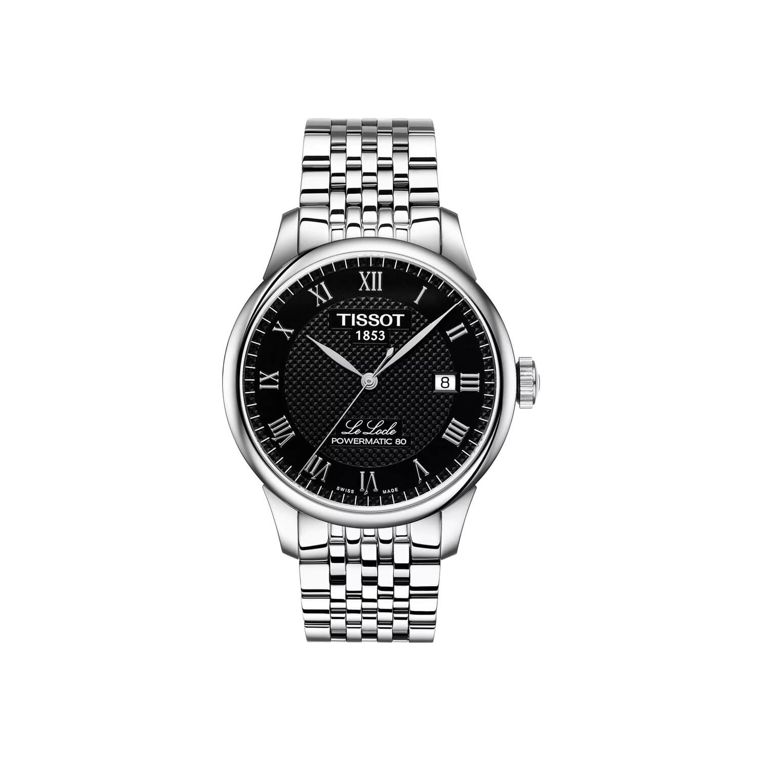 Montre Tissot Le Locle Powermatic 80 cadran Noir bracelet Acier T006.407.11.053.00