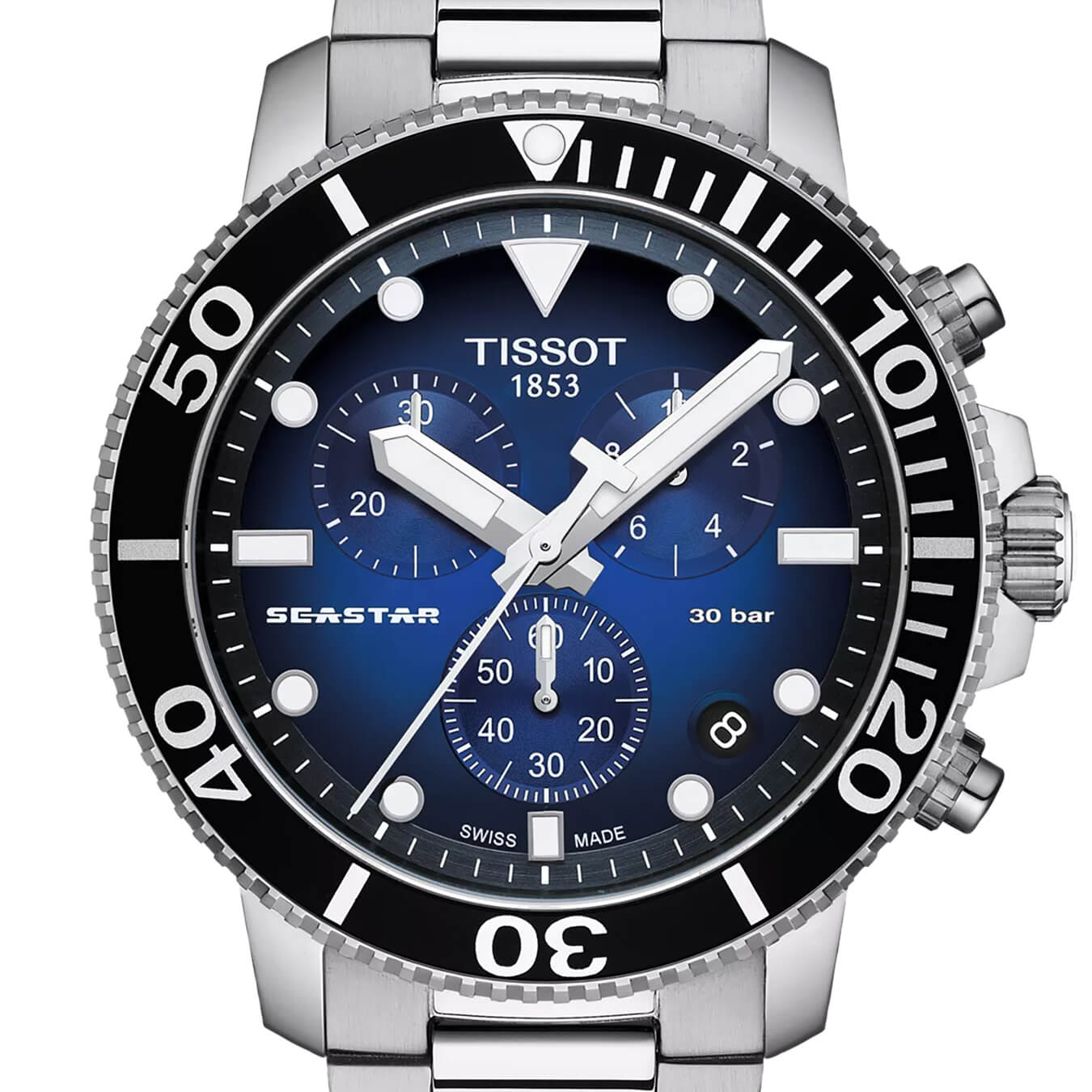 Montre Tissot Seastar 1000 Quartz Chronograph cadran Bleu bracelet Acier T120.417.11.041.01