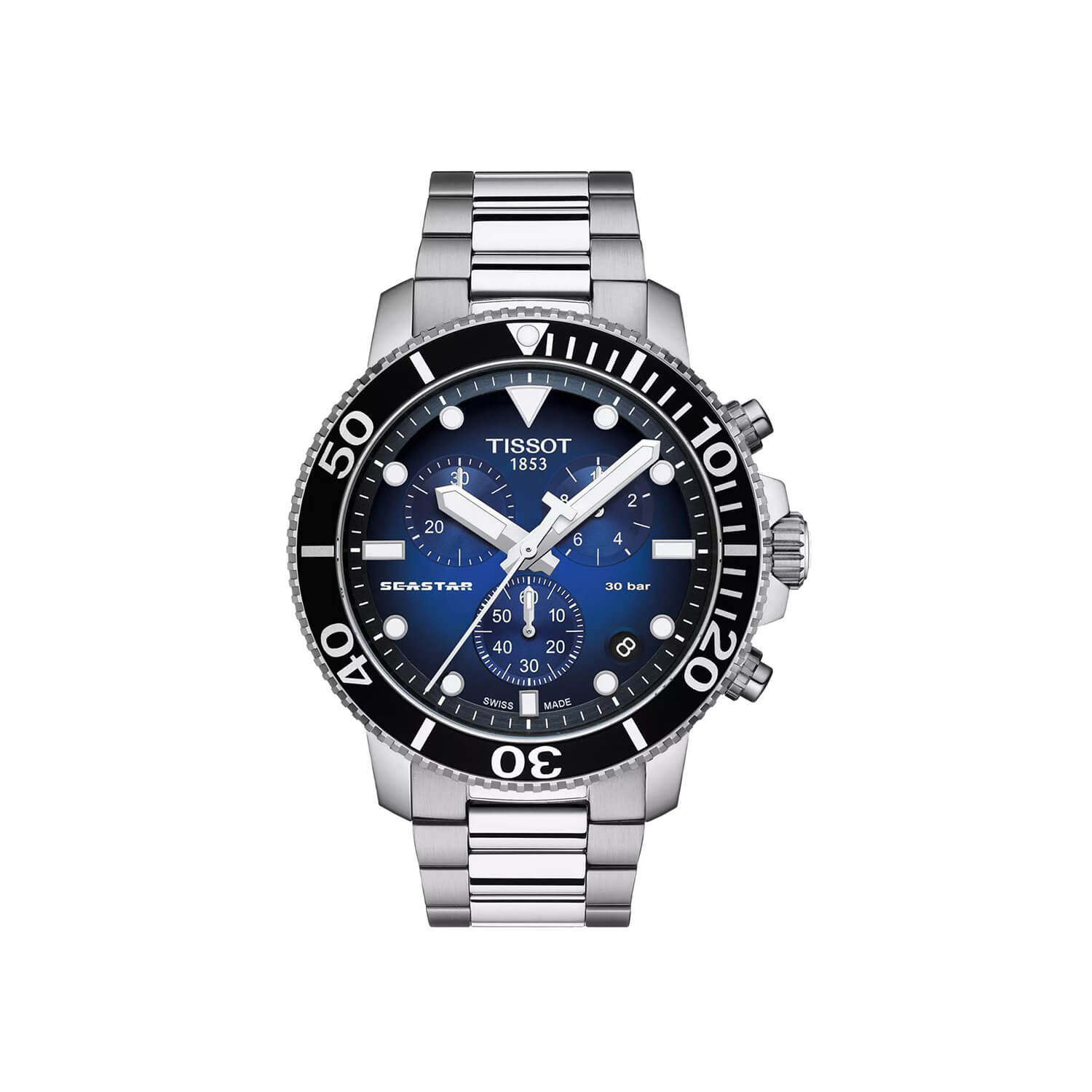 Montre Tissot Seastar 1000 Quartz Chronograph cadran Bleu bracelet Acier T120.417.11.041.01