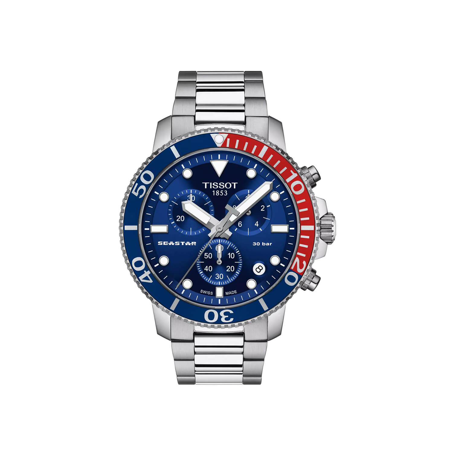 Montre Tissot Seastar 1000 Quartz Chronograph cadran Bleu bracelet Acier T120.417.11.041.03