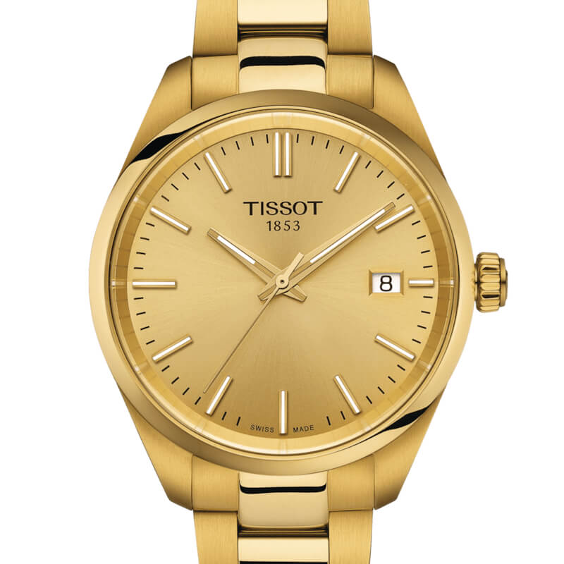 Montre Tissot PR 100 Quartz 34mm cadran Doré bracelet Acier/PVD T150.210.33.021.00