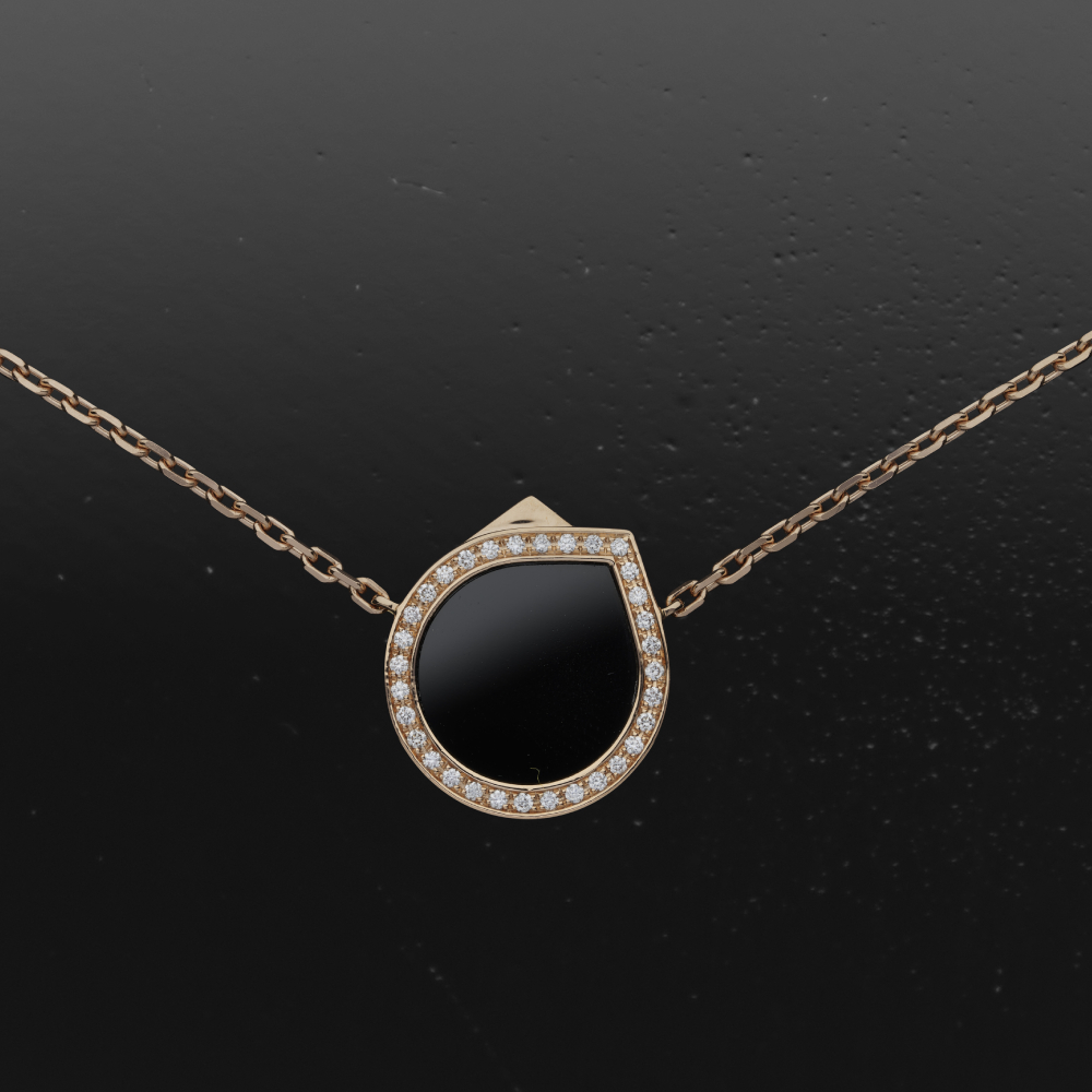 Collier Repossi Antifer en or rose, diamants et onyx