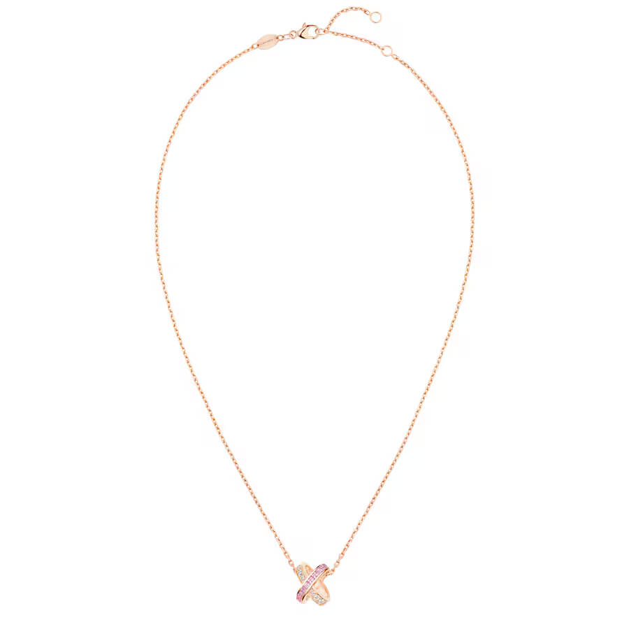 Pendentif Chaumet Jeux de Liens en or rose, saphirs roses et diamants