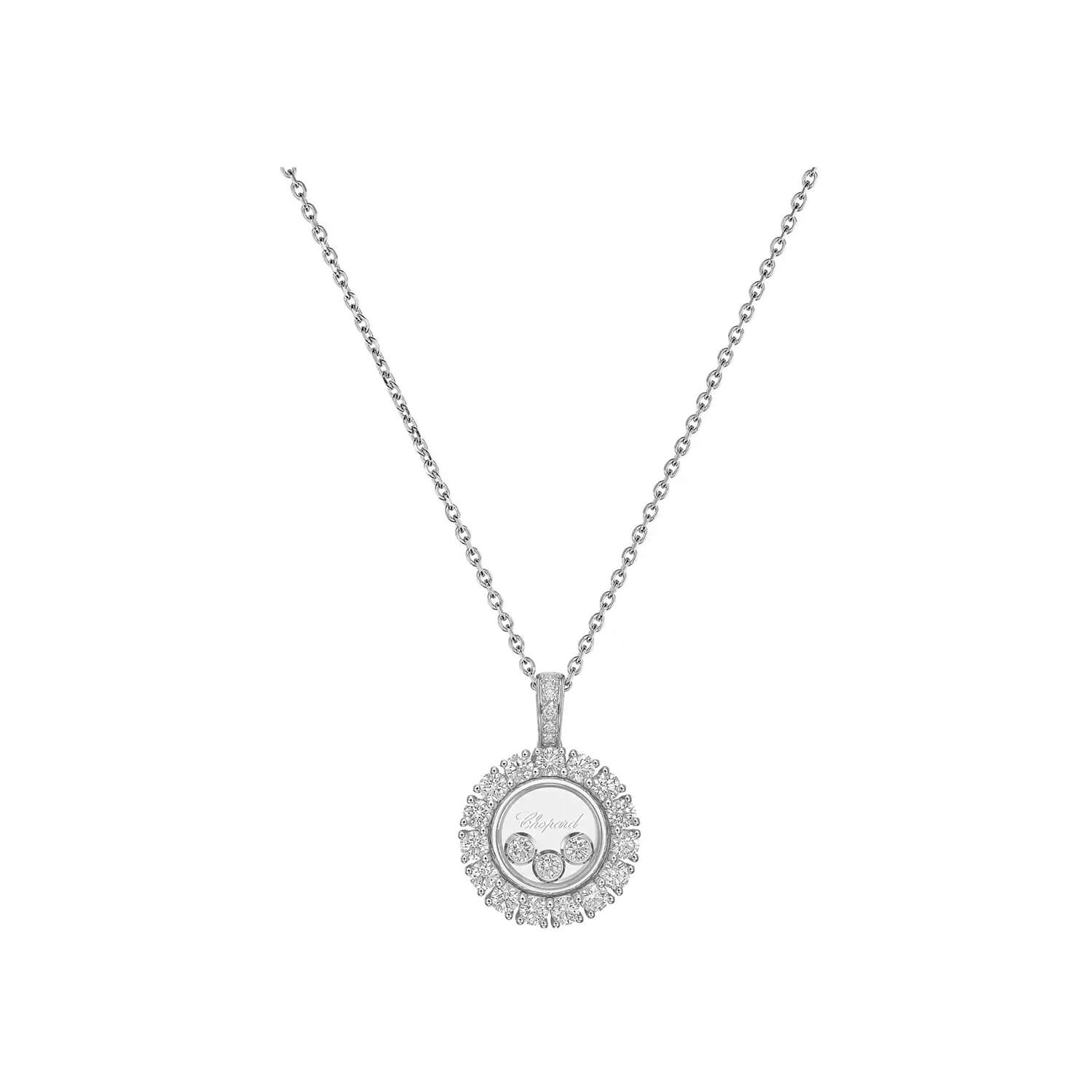 Pendentif Chopard Happy Diamonds Icons Joaillerie en or blanc et diamants