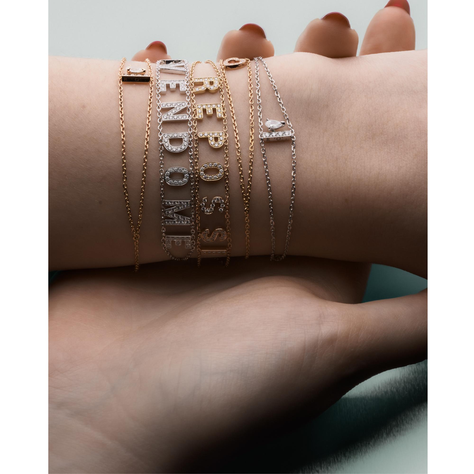 Bracelet Repossi Letters Serti sur Vide en or blanc et diamants