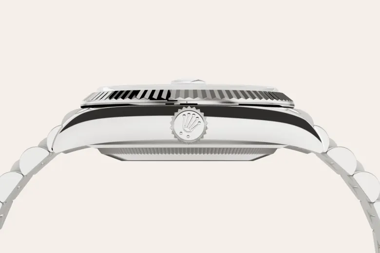 Rolex Day-Date 36 in 18 ct white gold M128239-0023 at DOUX Joaillier