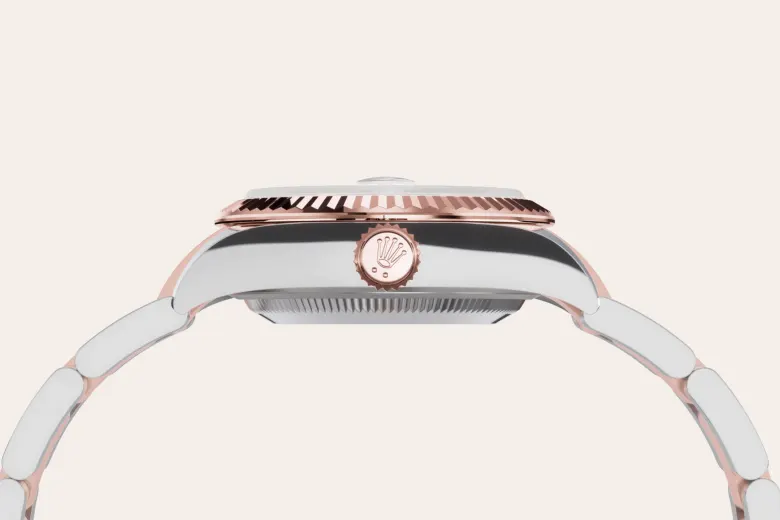 Rolex Lady-Datejust en Rolesor Everose – combinaison d’acier Oystersteel et d’or Everose M279171-0008 chez Lombard Joaillier