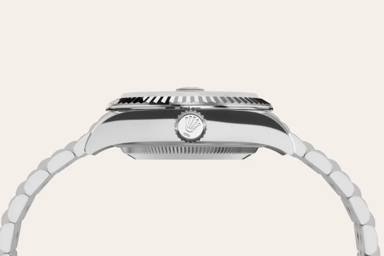 Rolex Lady-Datejust en Rolesor gris – combinaison d’acier Oystersteel et d’or gris M279174-0003 chez Bijouterie Mornier