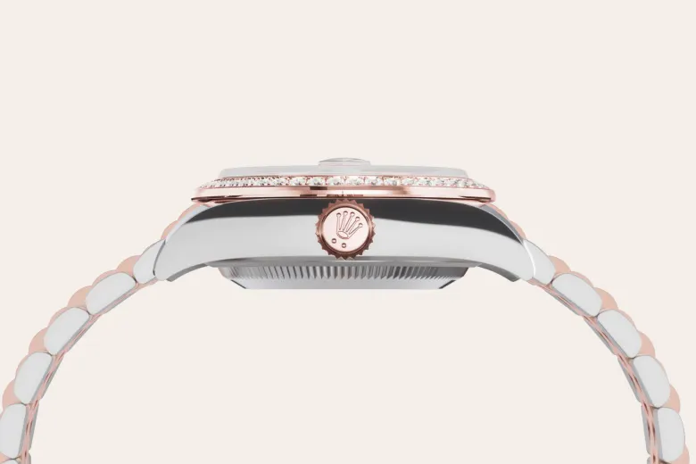 Rolex Lady-Datejust en Rolesor Everose – combinaison d’acier Oystersteel et d’or Everose M279381RBR-0015 chez Bijouterie Mornier