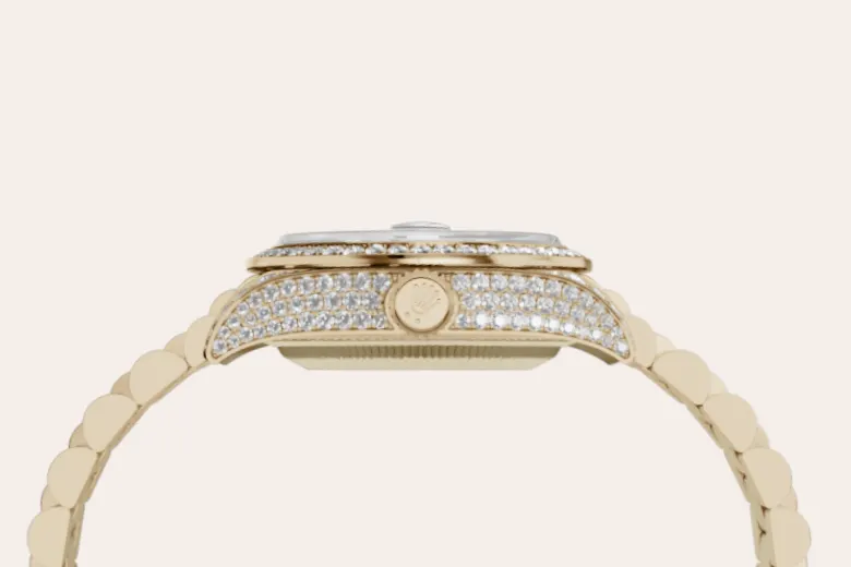Rolex Lady-Datejust en Or jaune 18 ct avec flancs de carrure et cornes sertis de diamants M279458RBR-0001 chez Boutique Rolex Genève