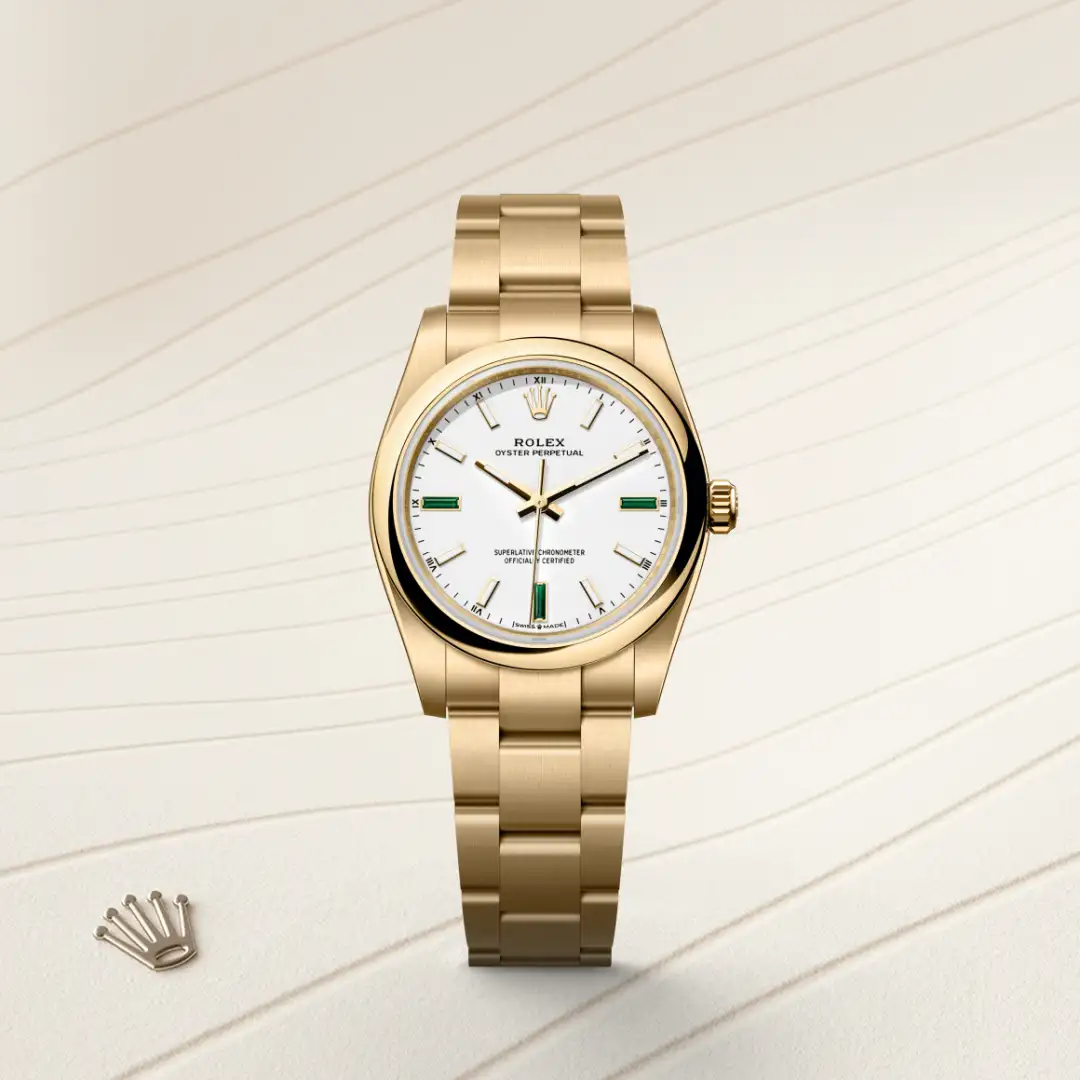 Rolex Oyster Perpetual 34 in 18 ct yellow gold M124208-0002 at Boutique Rolex Genève