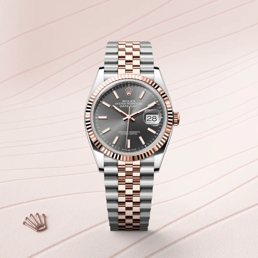 Rolex Datejust 36 en Rolesor Everose – combinaison d’acier Oystersteel et d’or Everose M126231-0013 chez Hardy