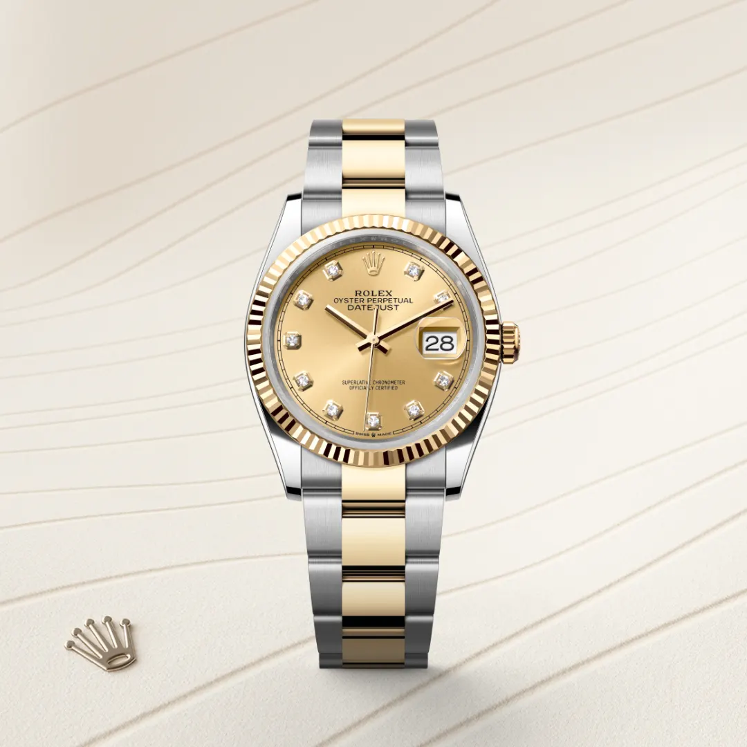 Rolex Datejust 36 en Rolesor jaune – combinaison d’acier Oystersteel et d’or jaune M126233-0018 chez Maison Prieur