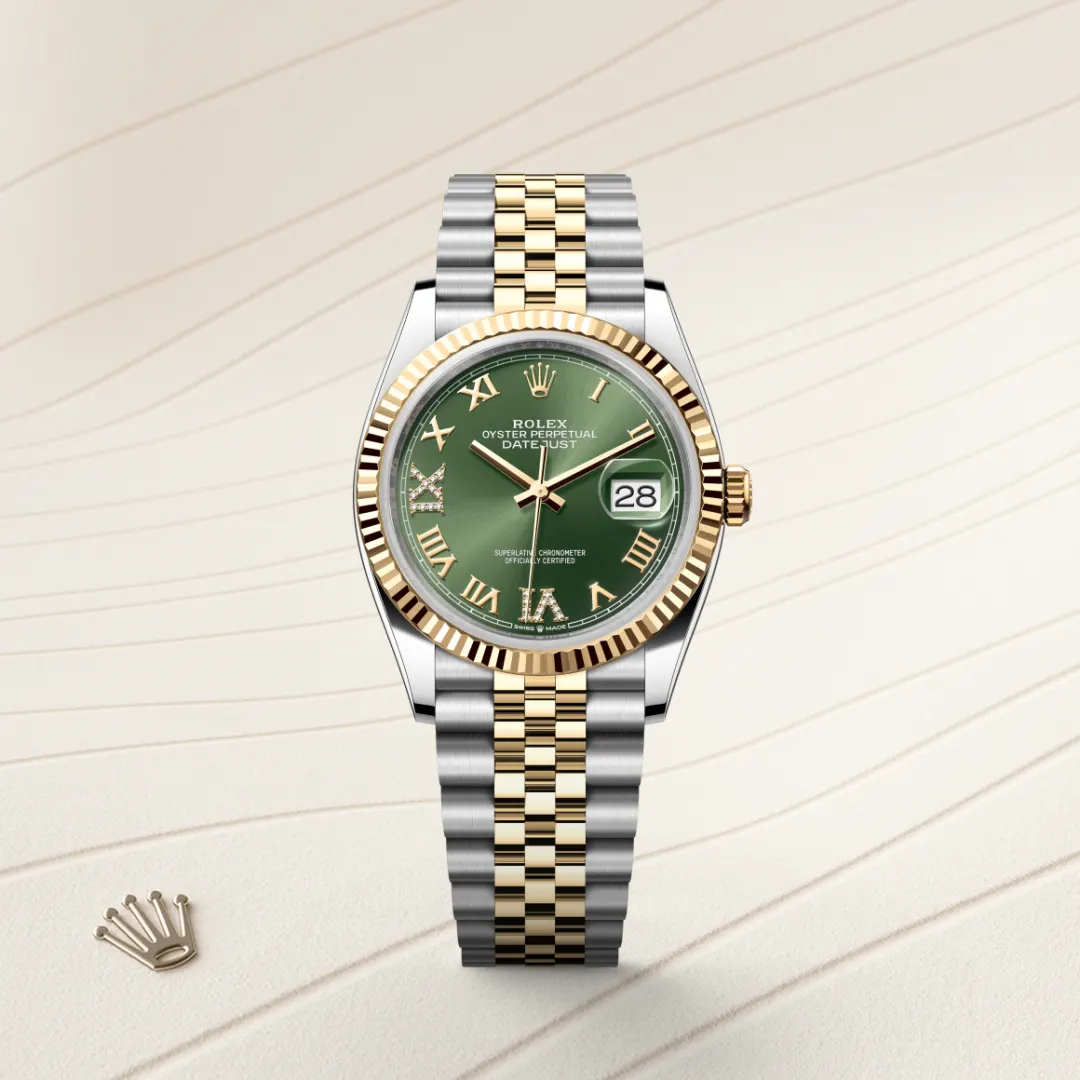 Rolex Datejust 36 en Rolesor jaune – combinaison d’acier Oystersteel et d’or jaune M126233-0025 chez Hardy