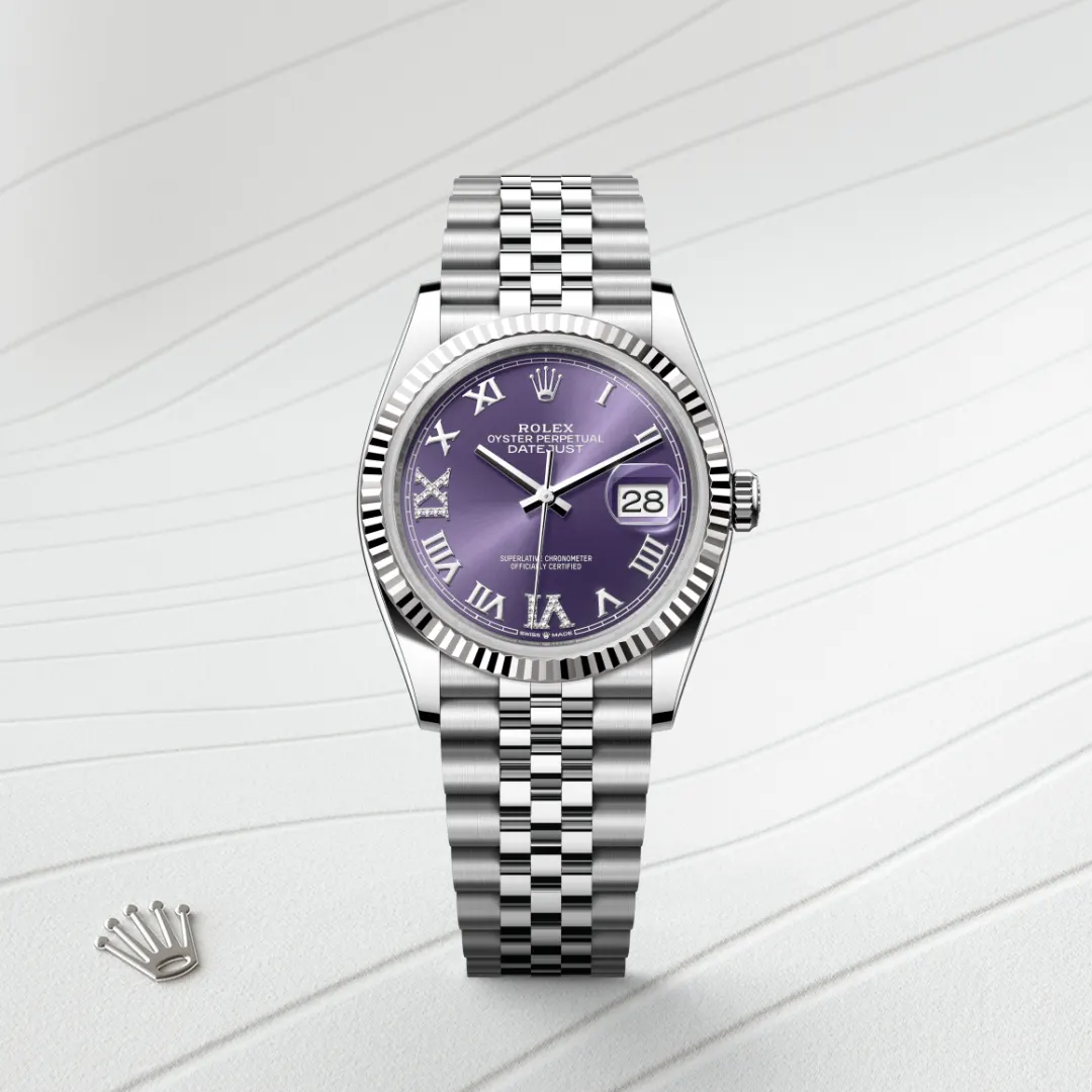 Rolex Datejust 36 en Rolesor gris – combinaison d’acier Oystersteel et d’or gris M126234-0021 chez Dubail