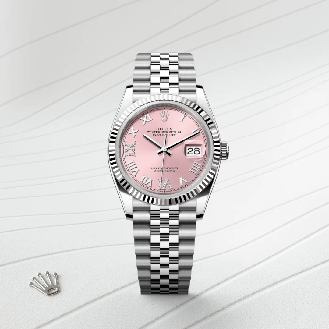 Rolex Datejust 36 en Rolesor gris – combinaison d’acier Oystersteel et d’or gris M126234-0031 chez Hardy