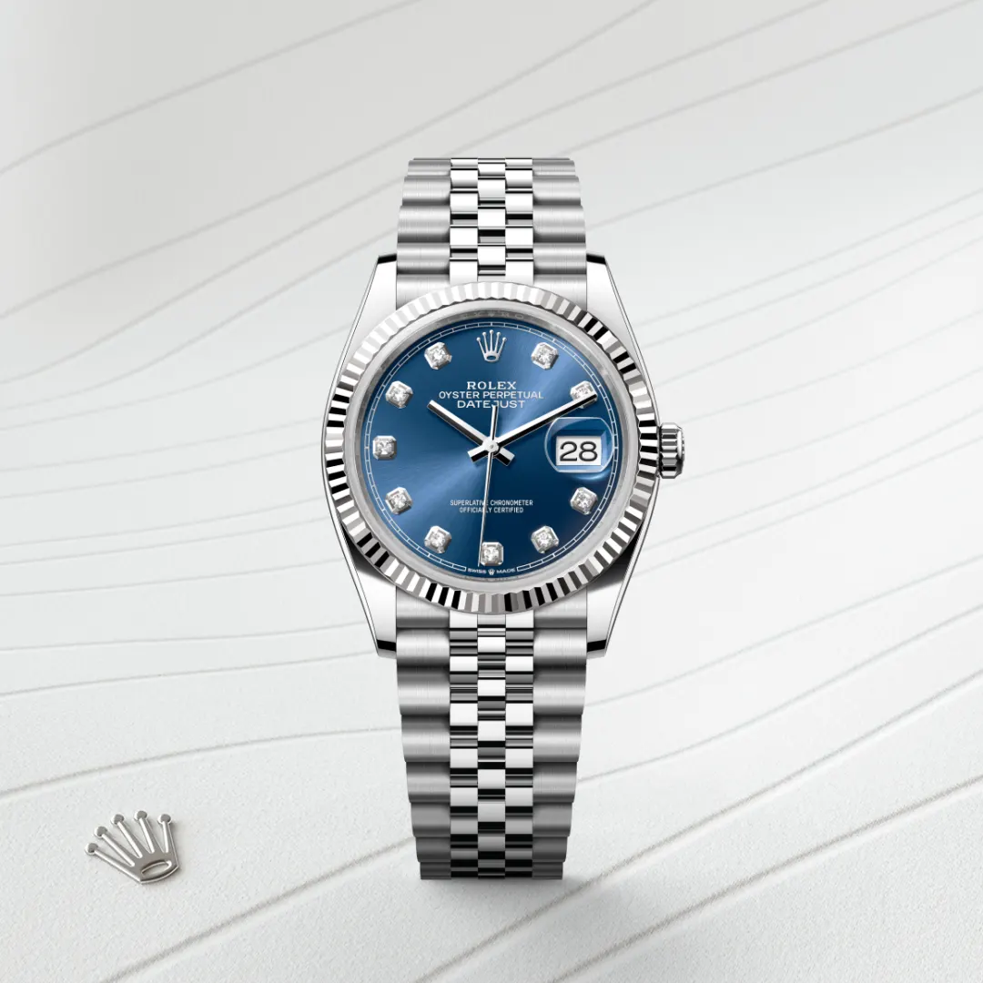 Rolex Datejust 36 en Rolesor gris – combinaison d’acier Oystersteel et d’or gris M126234-0037 chez Hardy