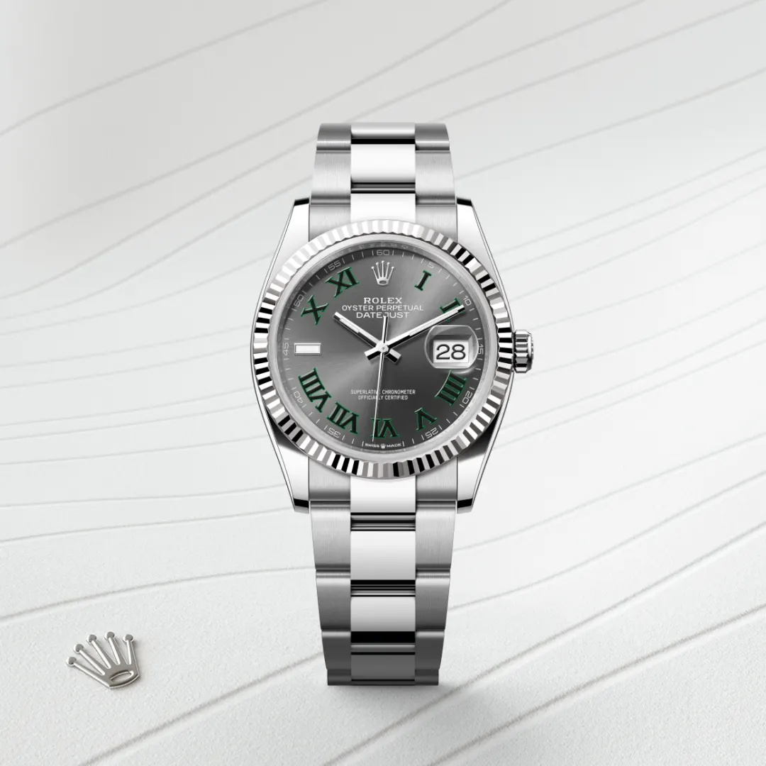 Rolex Datejust 36 en Rolesor gris – combinaison d’acier Oystersteel et d’or gris M126234-0046 chez Hardy