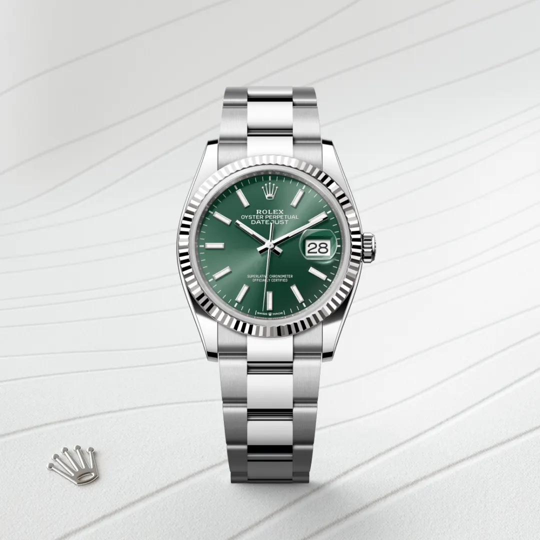 Rolex Datejust 36 en Rolesor gris – combinaison d’acier Oystersteel et d’or gris M126234-0052 chez Maison Prieur