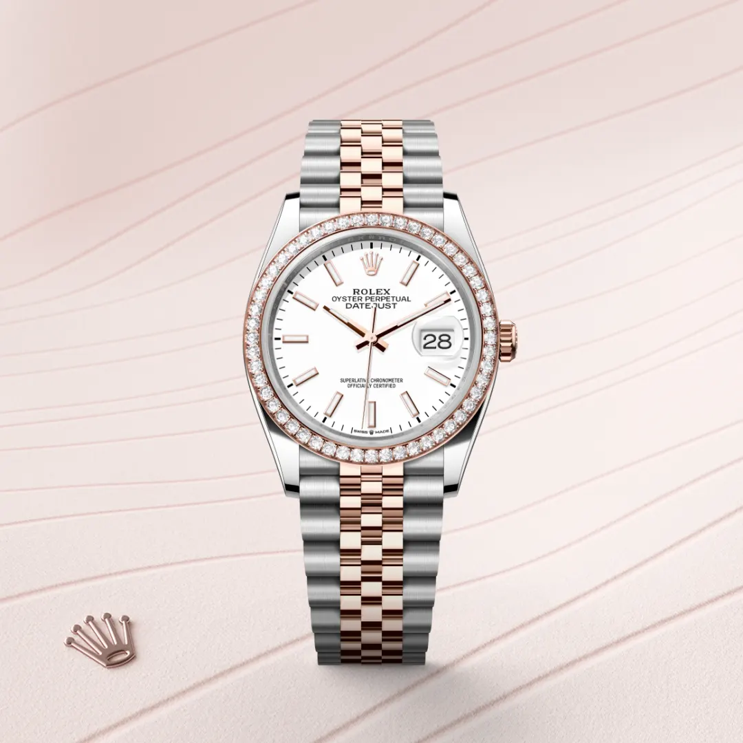 Rolex Datejust 36 en Rolesor Everose – combinaison d’acier Oystersteel et d’or Everose M126281RBR-0005 chez Dubail