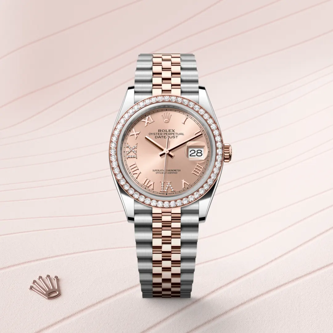 Rolex Datejust 36 en Rolesor Everose – combinaison d’acier Oystersteel et d’or Everose M126281RBR-0015 chez Hardy