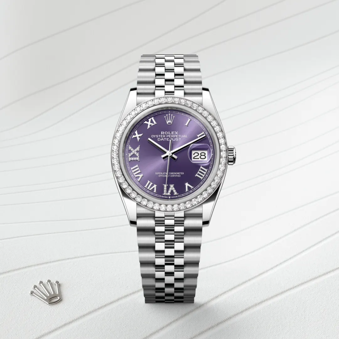 Rolex Datejust 36 en Rolesor gris – combinaison d’acier Oystersteel et d’or gris M126284RBR-0013 chez Lombard Joaillier