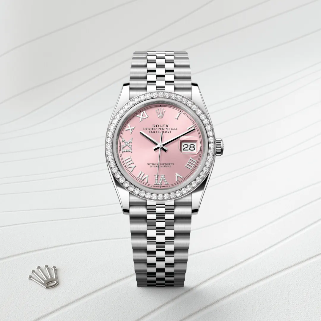 Rolex Datejust 36 en Rolesor gris – combinaison d’acier Oystersteel et d’or gris M126284RBR-0023 chez Hardy