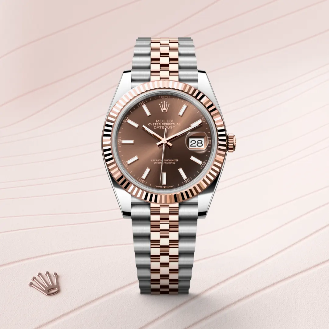 Rolex Datejust 41 en Rolesor Everose – combinaison d’acier Oystersteel et d’or Everose M126331-0002 chez Ferret