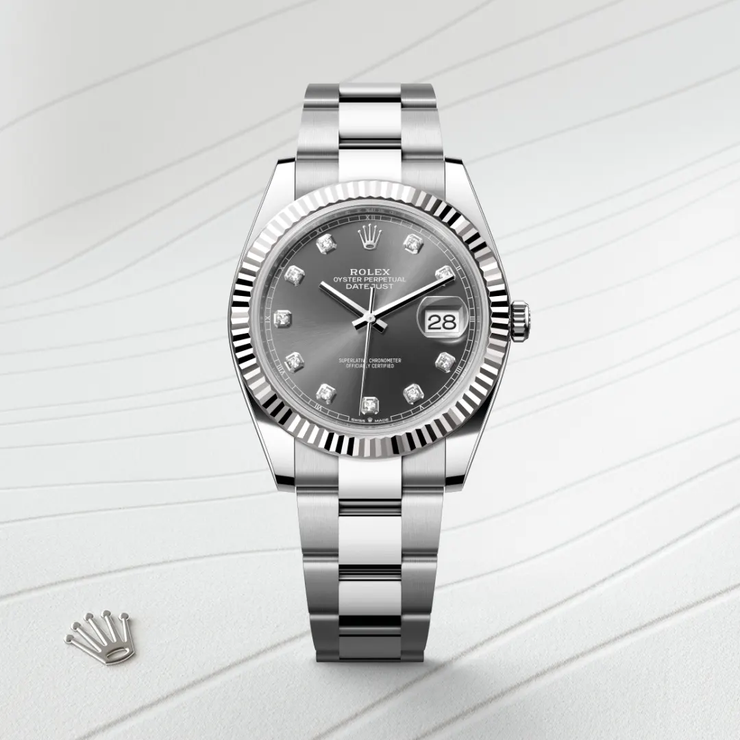 Rolex Datejust 41 en Rolesor gris – combinaison d’acier Oystersteel et d’or gris M126334-0005 chez Dubail