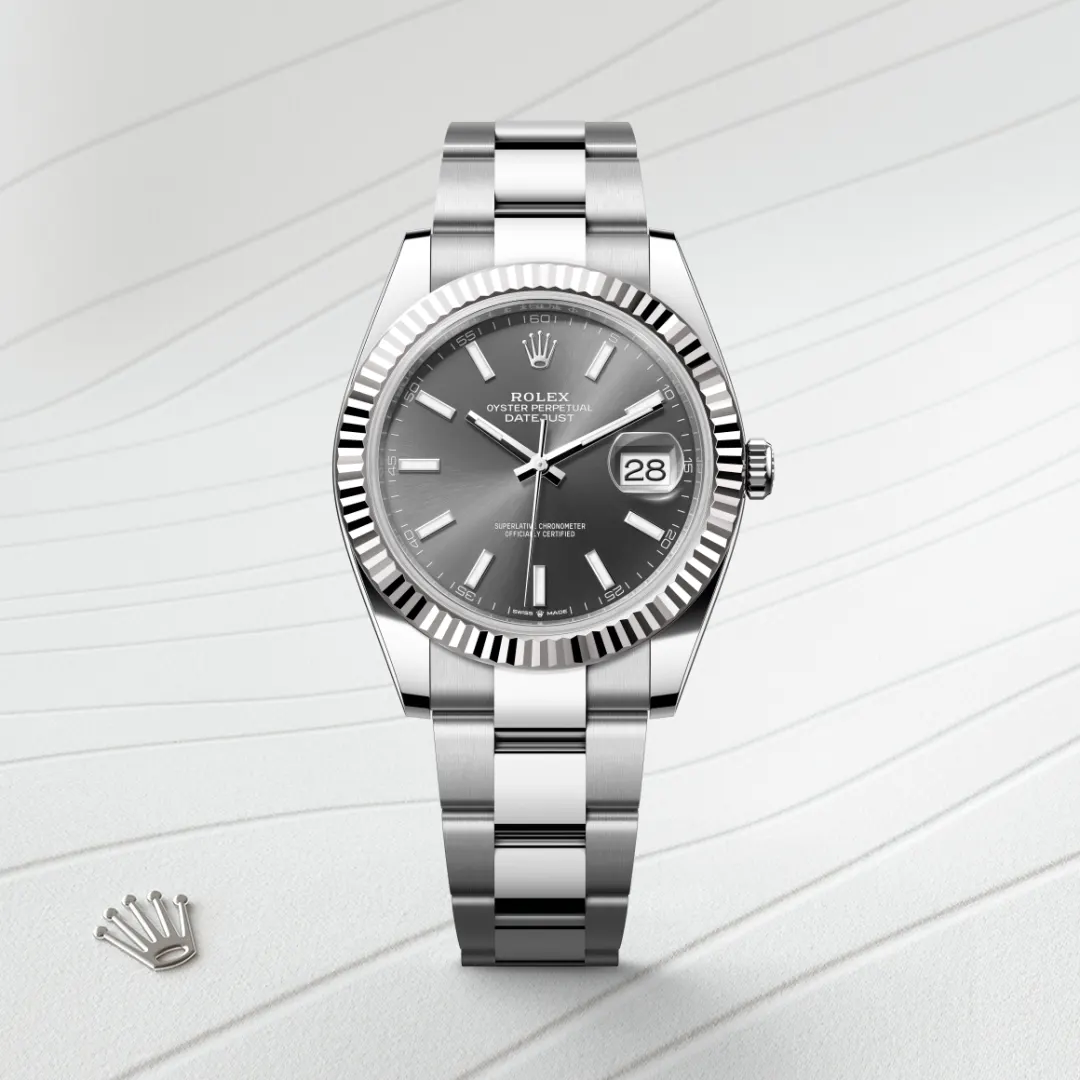 Rolex Datejust 41 en Rolesor gris – combinaison d’acier Oystersteel et d’or gris M126334-0013 chez Dubail