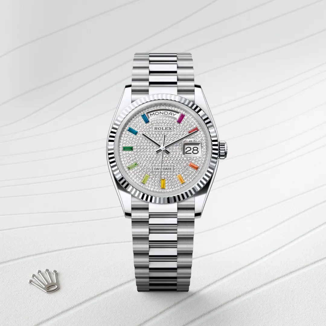 Rolex Day-Date 36 en Platine M128236-0003 chez Dubail