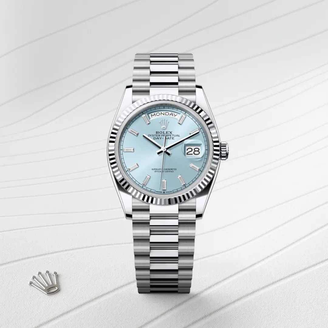 Rolex Day-Date 36 en Platine M128236-0009 chez Bijouterie Mornier