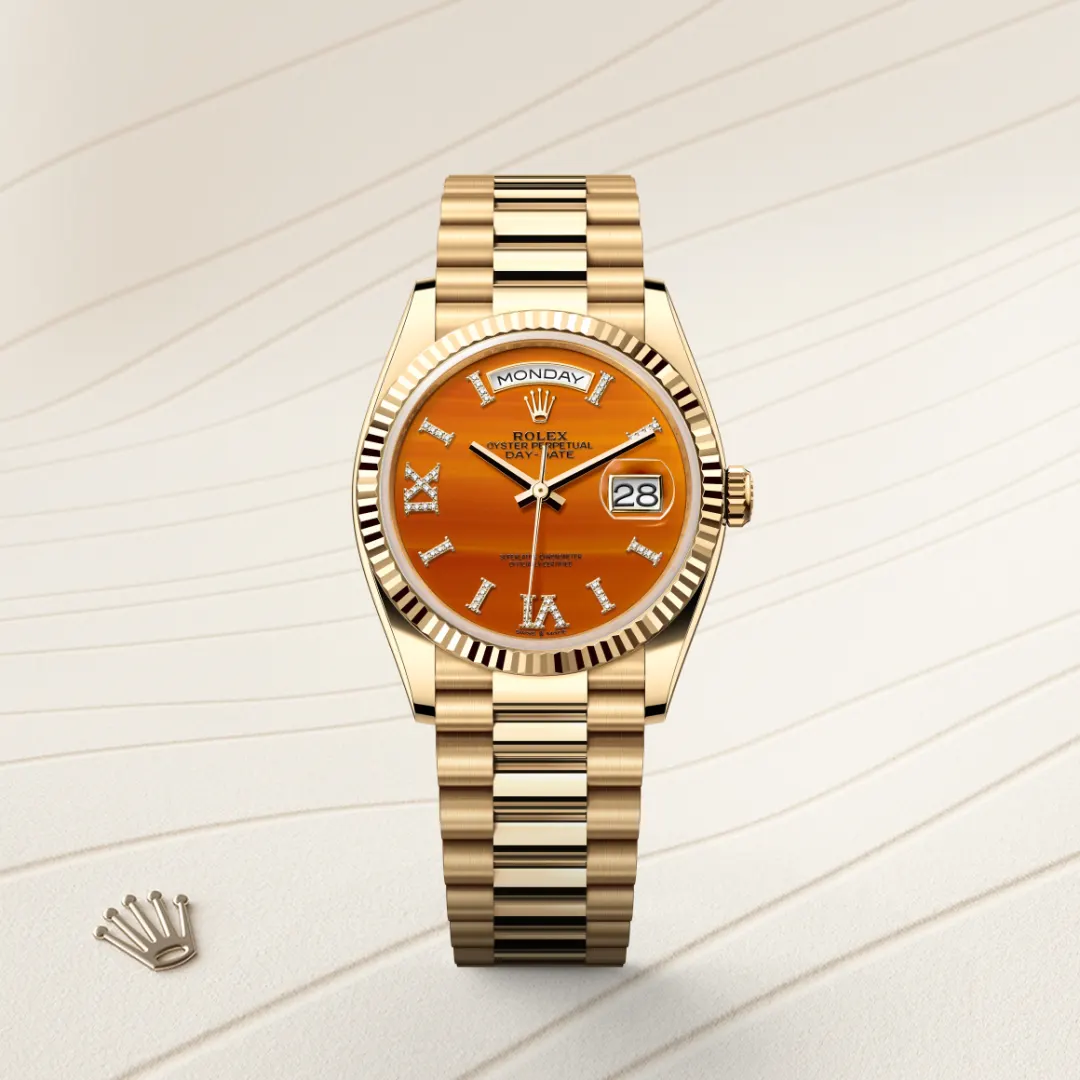 Rolex Day-Date 36 in 18 ct yellow gold M128238-0088 at DOUX Joaillier