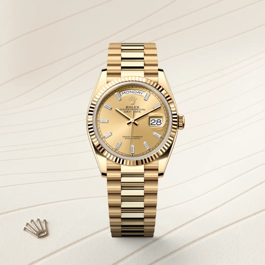 Rolex Day-Date 36 in 18 ct yellow gold M128238-0132 at Lassaussois