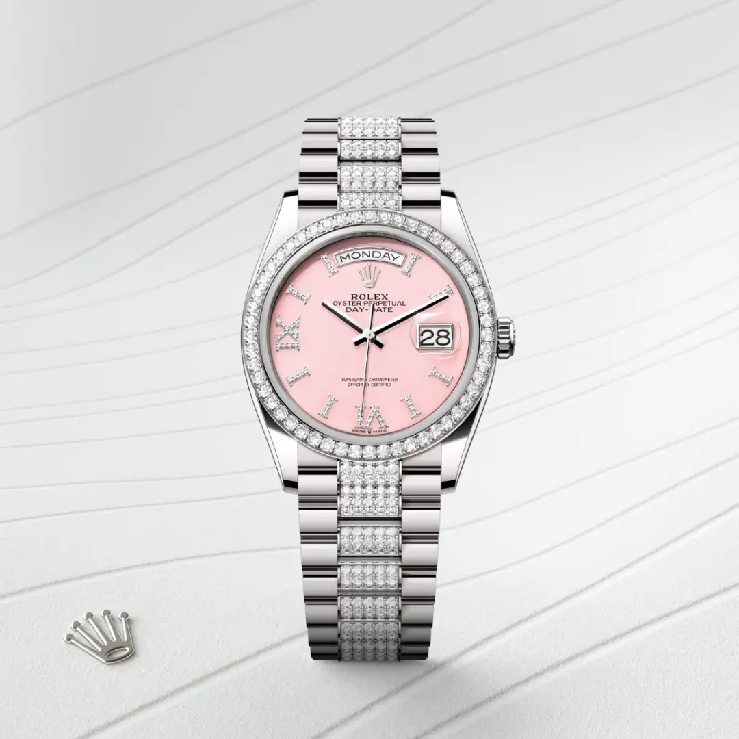 Rolex Day-Date 36 in 18 ct white gold M128349RBR-0017 at Boutique Rolex Genève