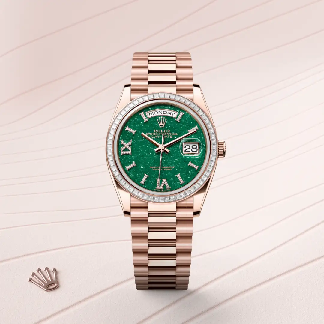 Rolex Day-Date 36 in 18 ct Everose gold M128395TBR-0020 at Boutique Rolex Genève