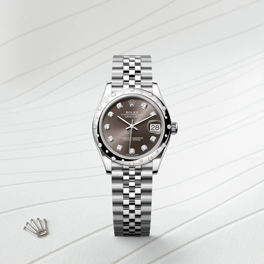 Rolex Datejust 31 in White Rolesor - combination of Oystersteel and white gold M278344RBR-0008 at Boutique Rolex Genève