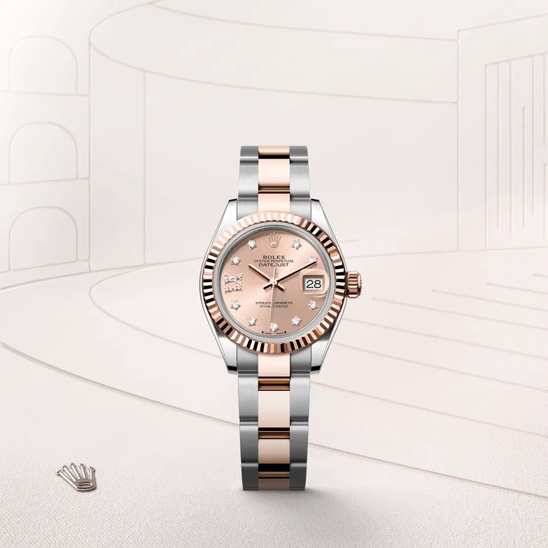 Rolex Lady-Datejust en Rolesor Everose – combinaison d’acier Oystersteel et d’or Everose M279171-0028 chez Auberi