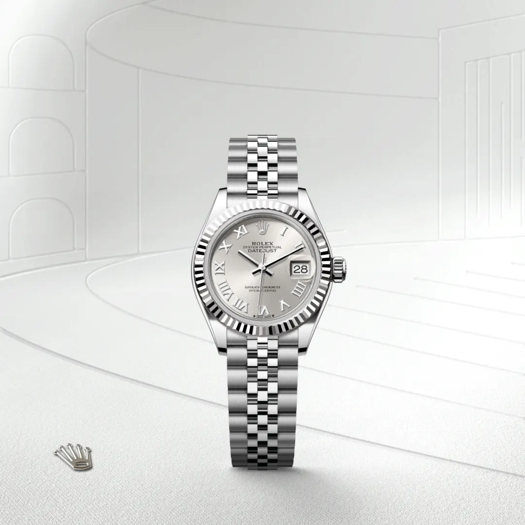 Rolex Lady-Datejust en Rolesor gris – combinaison d’acier Oystersteel et d’or gris M279174-0007 chez Dubail