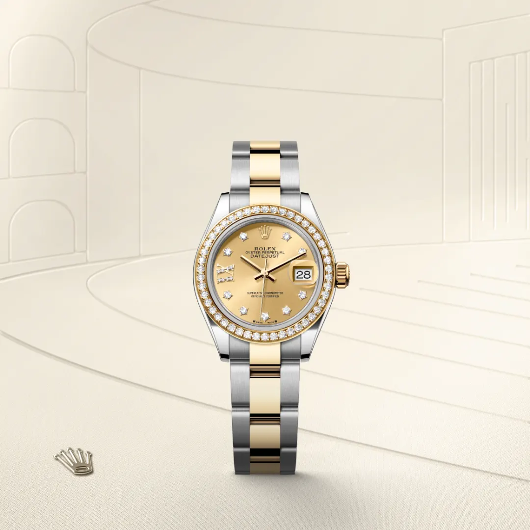 Rolex Lady-Datejust en Rolesor jaune – combinaison d’acier Oystersteel et d’or jaune M279383RBR-0022 chez Maison Prieur