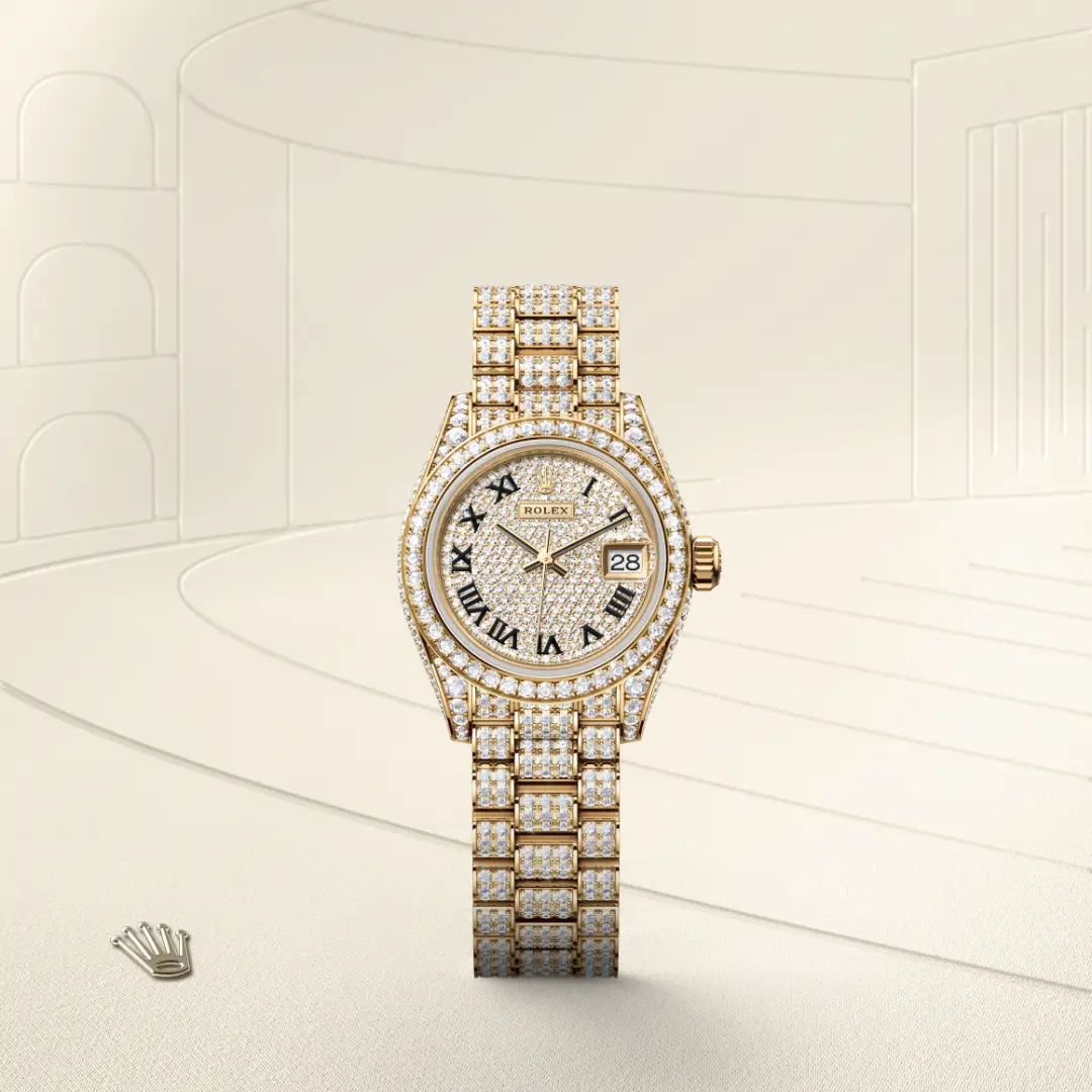 Rolex Lady-Datejust en Or jaune 18 ct avec flancs de carrure et cornes sertis de diamants M279458RBR-0001 chez Boutique Rolex Genève