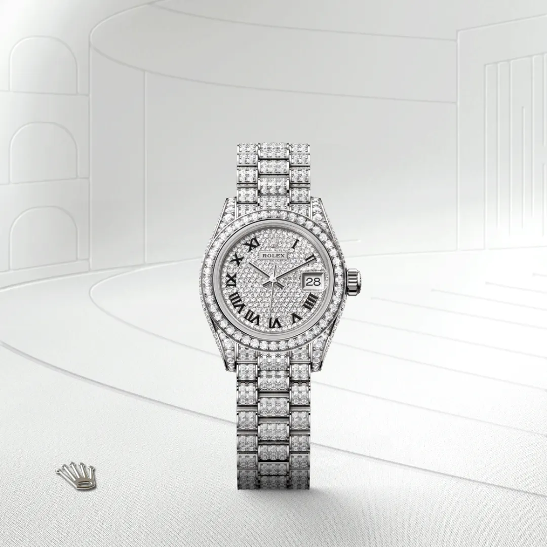 Rolex Lady-Datejust en Or gris 18 ct avec flancs de carrure et cornes sertis de diamants M279459RBR-0001 chez Raynal