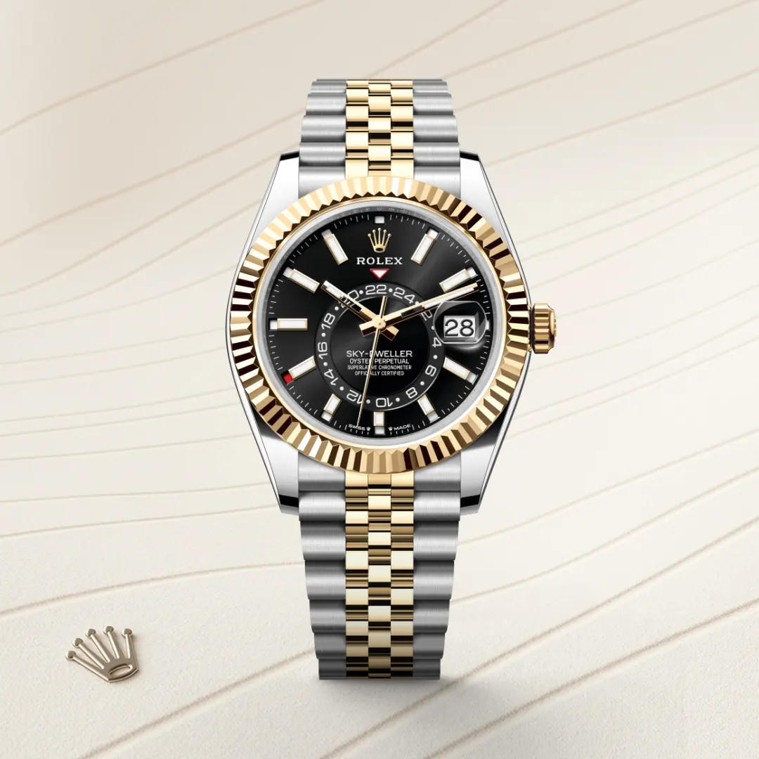 Rolex Sky-Dweller en Rolesor jaune – combinaison d’acier Oystersteel et d’or jaune M336933-0004 chez Ferret