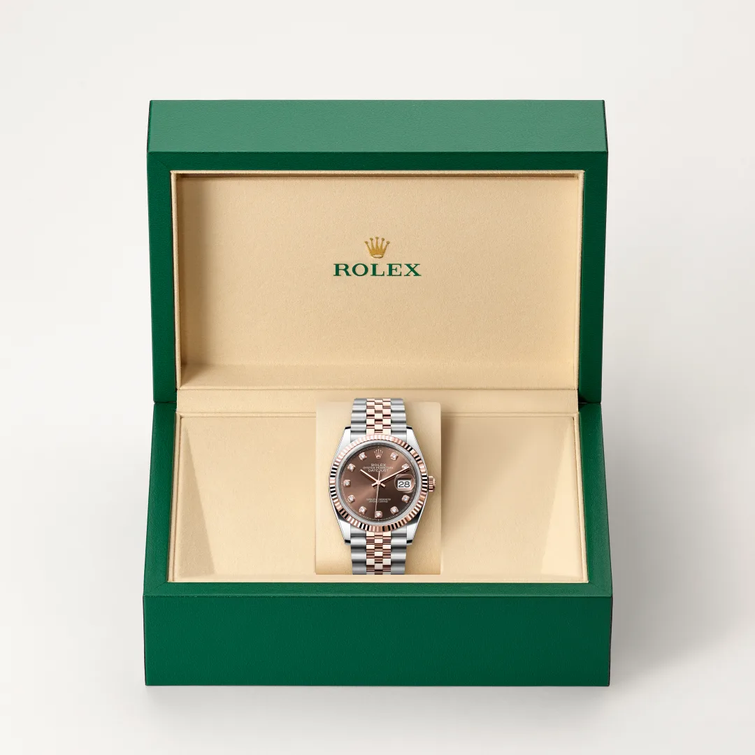 Rolex Datejust 36 en Rolesor Everose – combinaison d’acier Oystersteel et d’or Everose M126231-0053 chez Bijouterie Mornier
