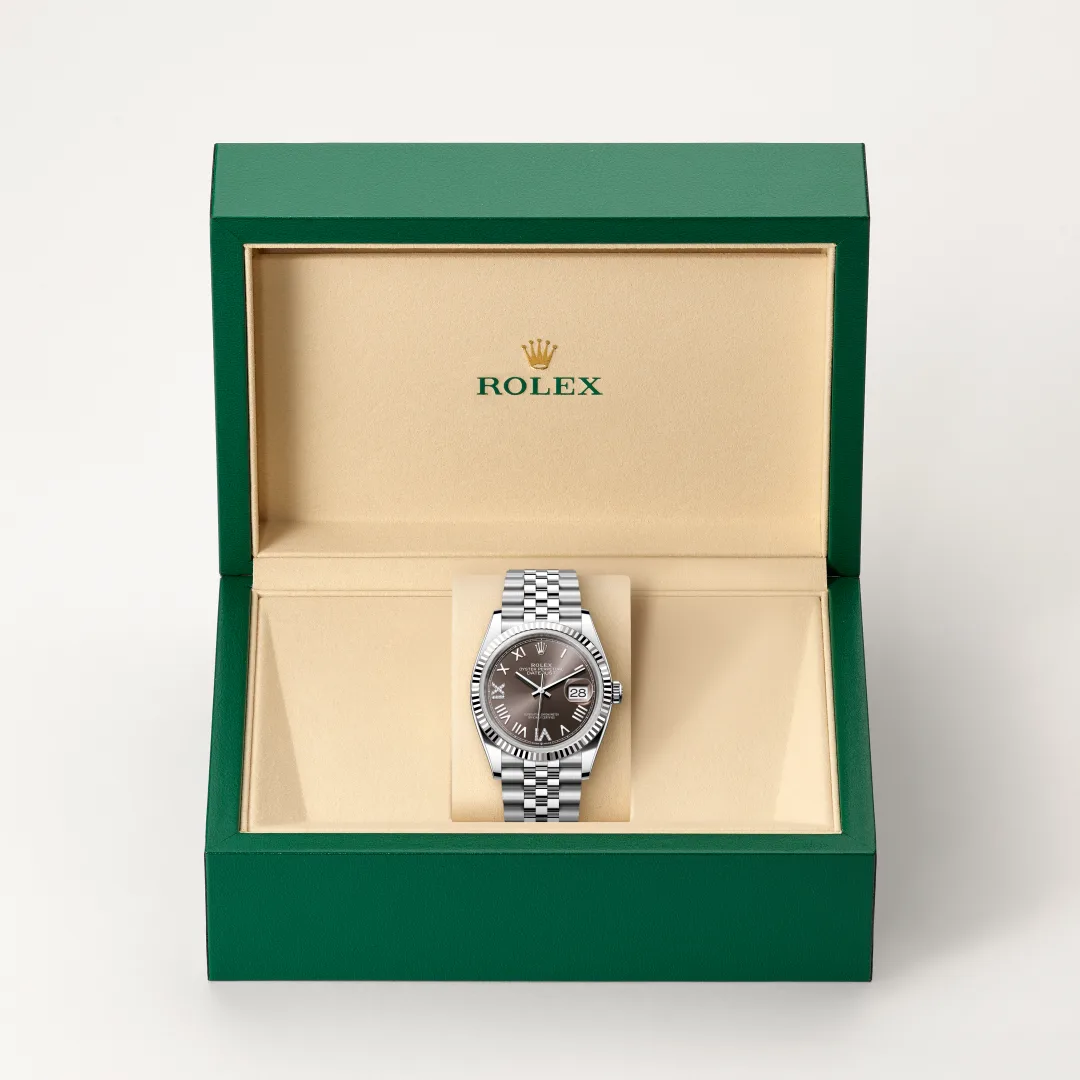 Rolex Datejust 36 en Rolesor gris – combinaison d’acier Oystersteel et d’or gris M126234-0071 chez Bijouterie Mornier