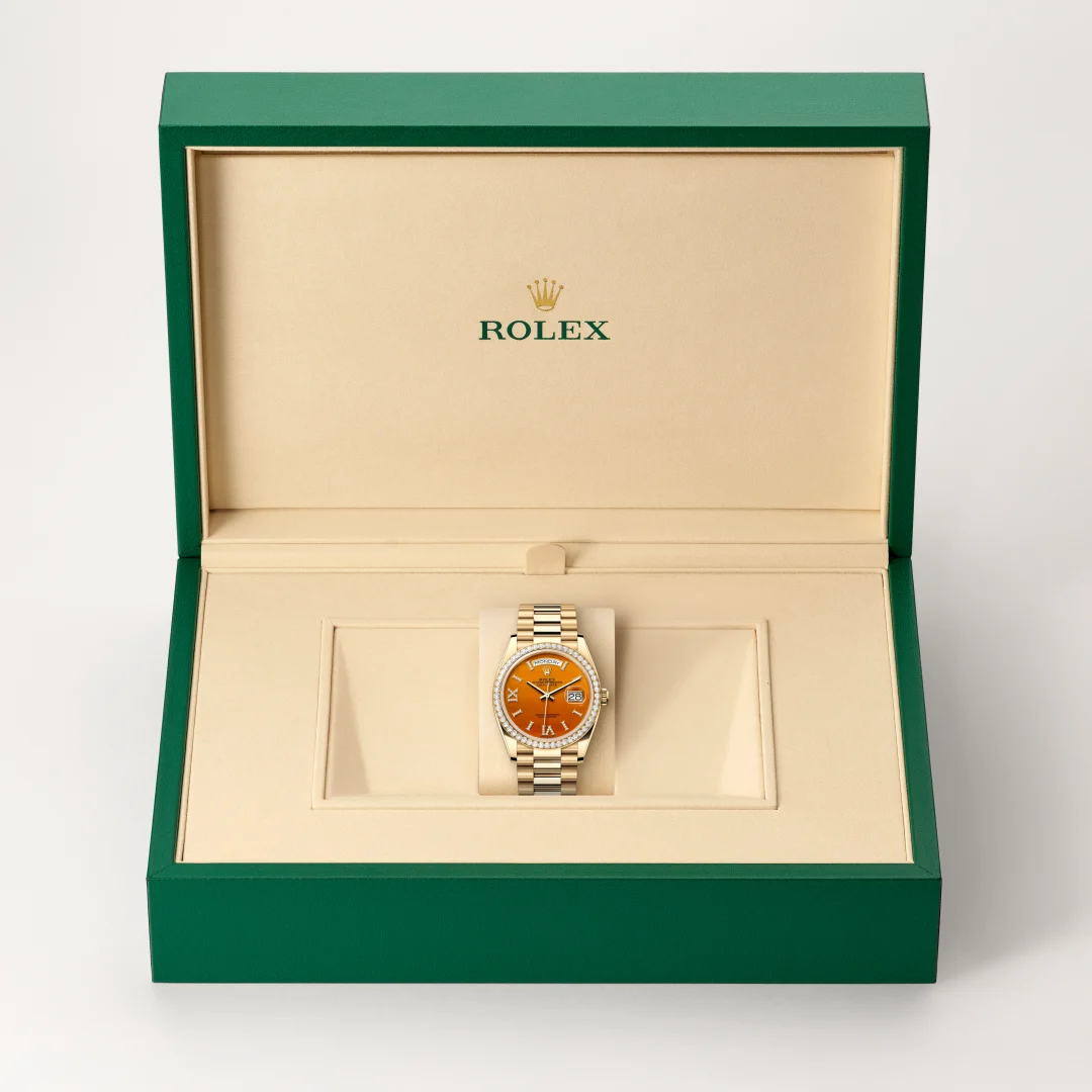 Rolex Day-Date 36 in 18 ct yellow gold M128348RBR-0049 at Boutique Rolex Genève