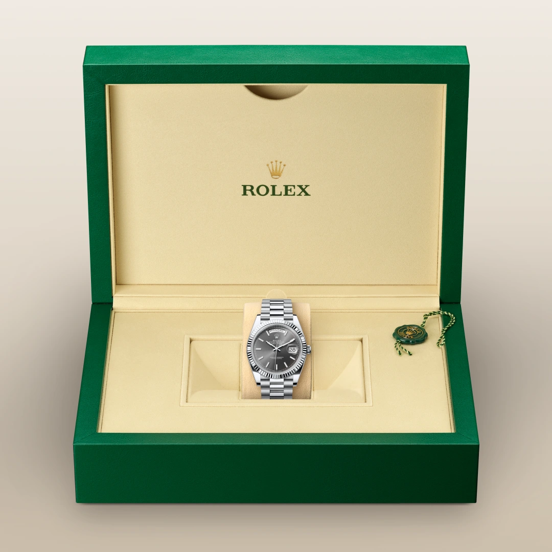 Rolex Day-Date 40 en Platine M228236-0013 chez Dubail