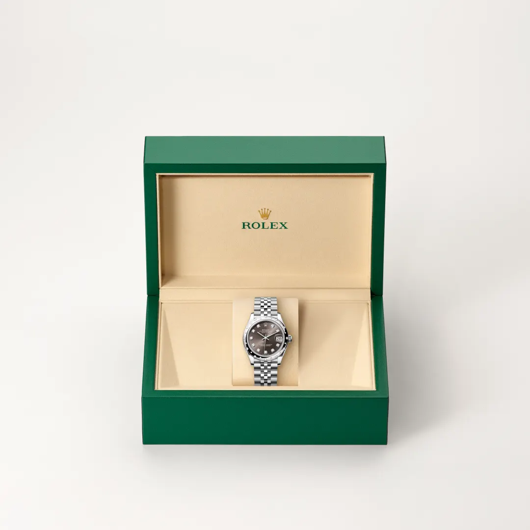 Rolex Datejust 31 in White Rolesor - combination of Oystersteel and white gold M278344RBR-0008 at Boutique Rolex Genève